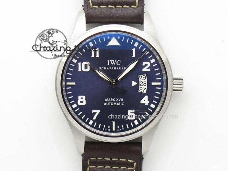 MIROTIME 0113 SmartChoice Mark XVIII IW327006 Titanium M+F 1:1 Best Edition Black Dial on Brown Leather Strap A 7145